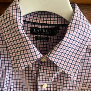 Lauren Ralph Lauren Pink and Blue Casual Button Down Shirt